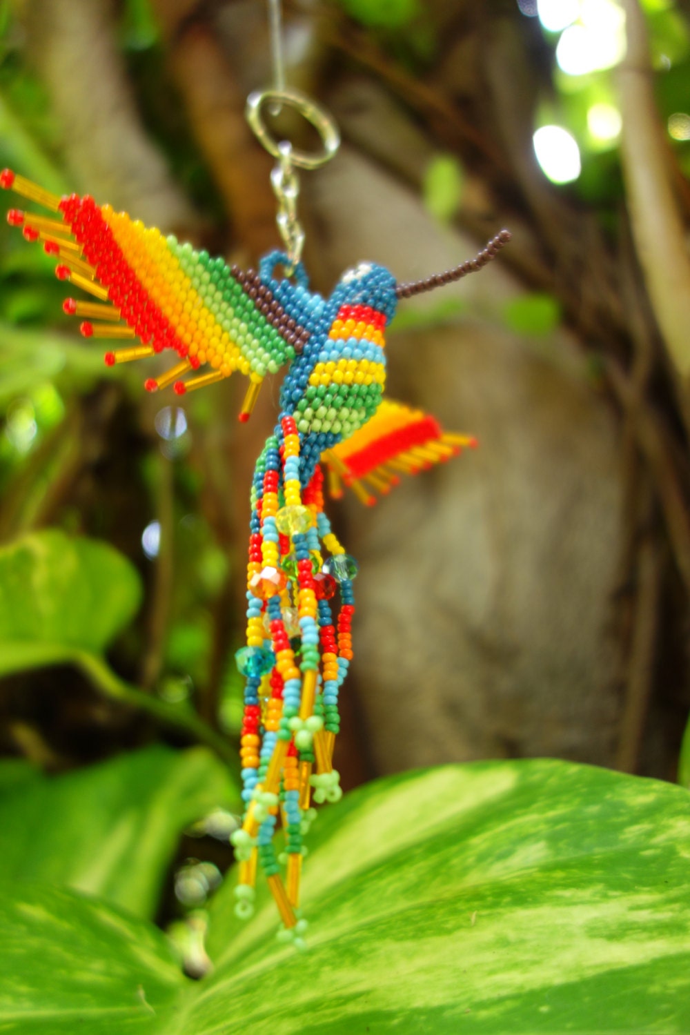 HUMMINGBIRD BEADED 3D BIRD Ornament Seed Beads Glass Miyuki