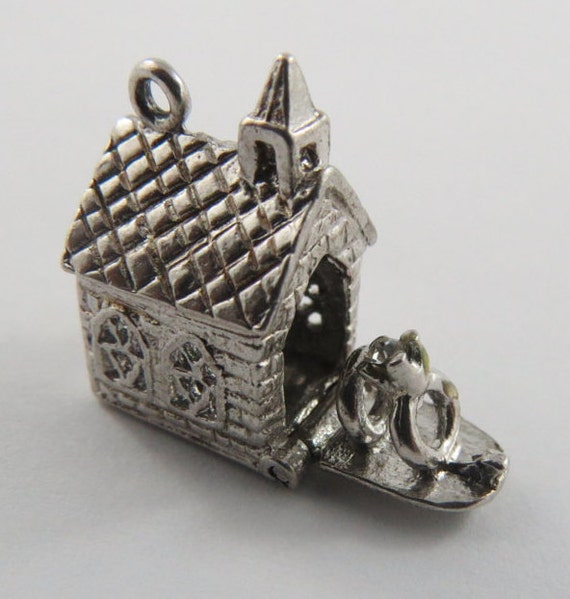 Chapel With Rings Mechanical Sterling Silver Vintage Charm For