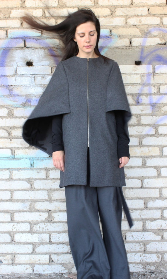 Grey Wool Coat / High Quality Cashmere Coat / by Fraktura on Etsy