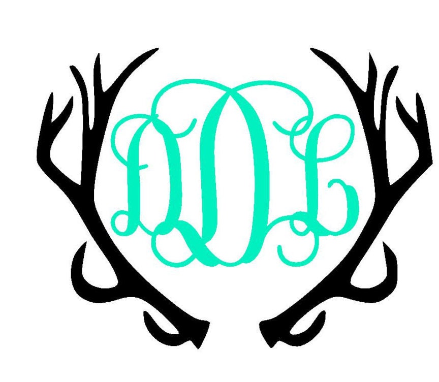 Antler Monogram Sticker Vinyl Decal