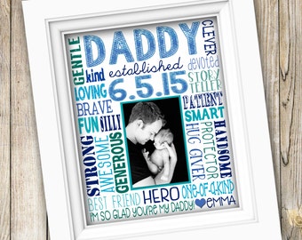 Father's Day Gift ~ First Time Dad Gift ~ Printable Father's Day Custom Photo Subway Art ~ Digital Image ~ First Father's Day Print Poster