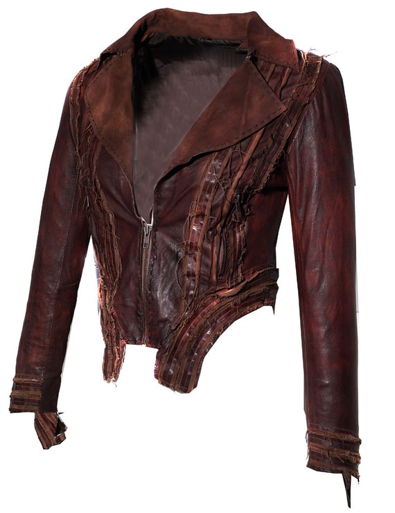 Hand Crafted Leather Dip Dyed Washed Women Bolero cum by aarna101