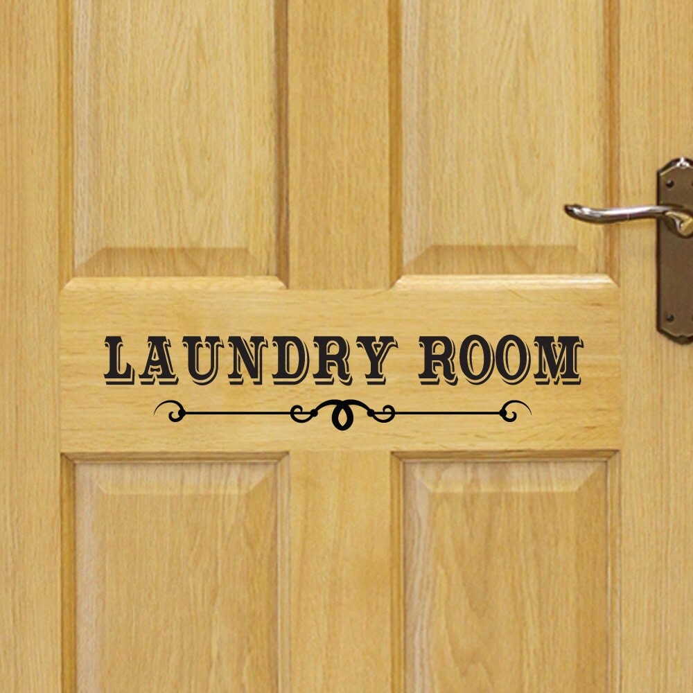 Laundry Room Door Decal Victorian Style Personalized Vinyl