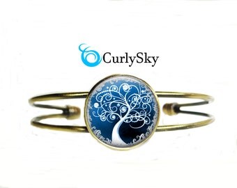 Winter Bracelet White Winter Wonderland Bracelet Blue Winter Bracelet White Winter Bracelet Snow Tree Bracelet Snow Winter Bangle Jewelry