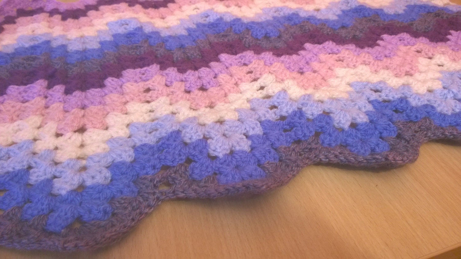 Crochet Blanket Chevron Ombre Granny Ripple Throw Afghan