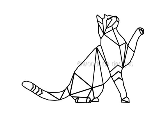 geometric cat print instant download wire cat triangular geometric cat print instant download wire cat triangular