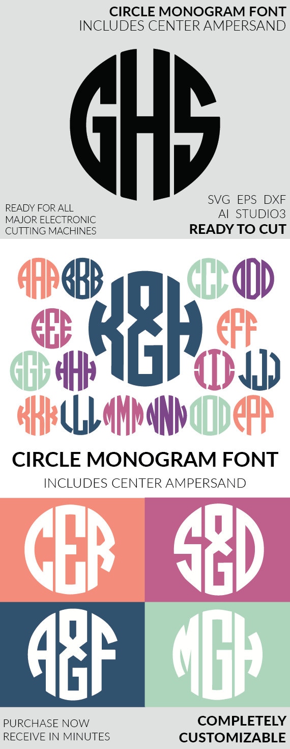 Download Circle Monogram Font SVG EPS DXF Ai Studio3 Ready for