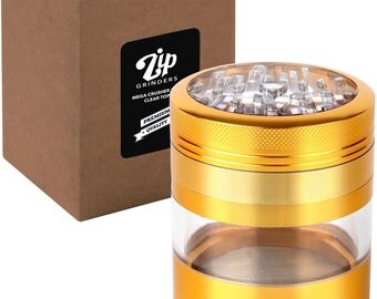 Herb Grinder - Ultimate Mega Crusher - 2.5" Clear Top (Gold)