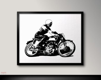 Vintage Cafe racer art, Motorcycle art, Black and white prints, Motorcycle print, Motorcycle poster, Motorcycle print, Black and white art
