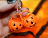 Halloween Earrings, Pumpkin Earrings, Jack o'Lantern Earrings, Spooky Jewelry, Retro Halloween Trick or Treat Pumpkin Jewelry by isewcute