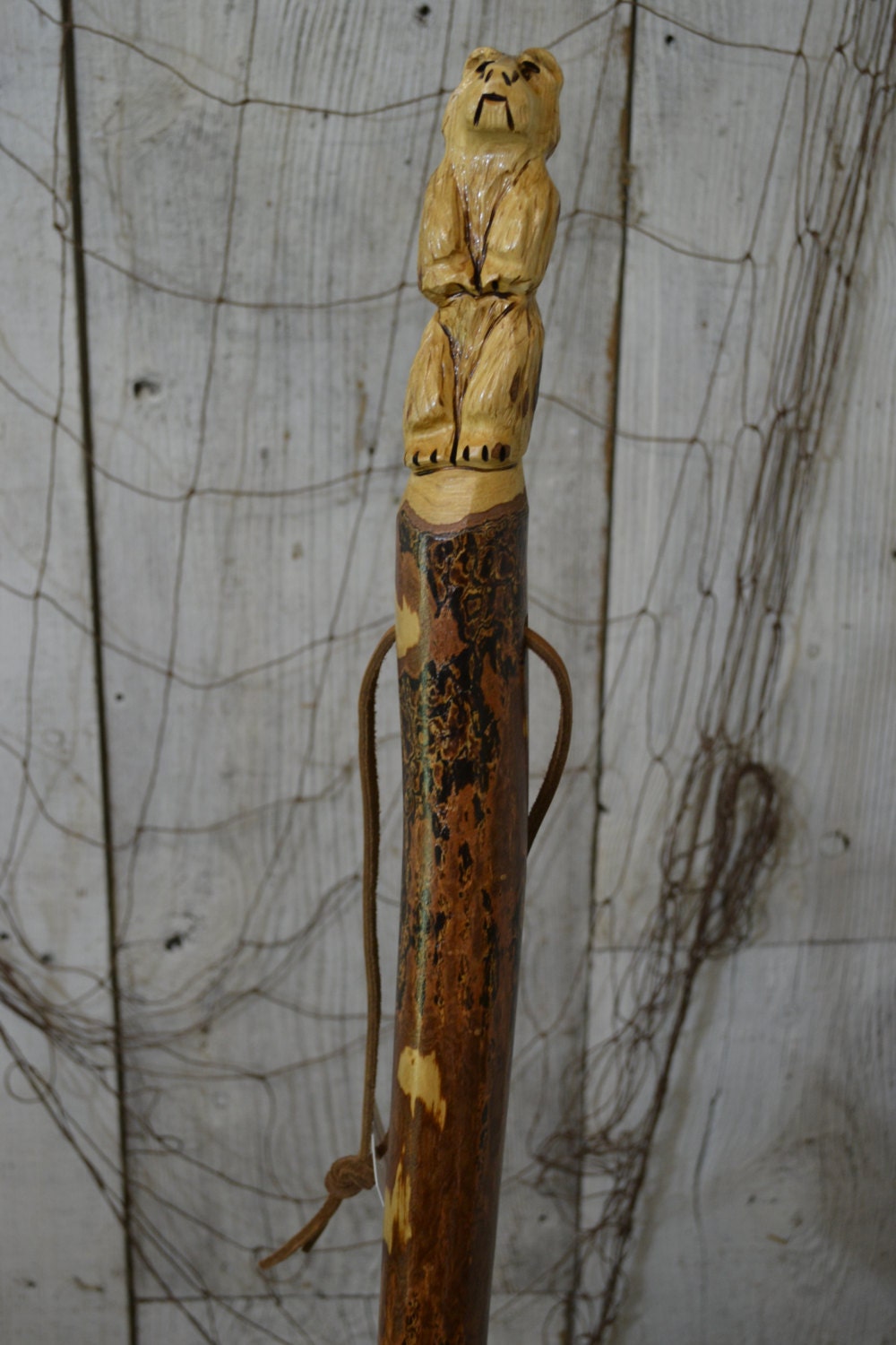 Staff Bear Walking Stick Grizzly Carving Hand Carved