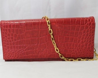 Vintage GIANI BERNINI Red Leather Date Night Clutch or Shoulder Bag