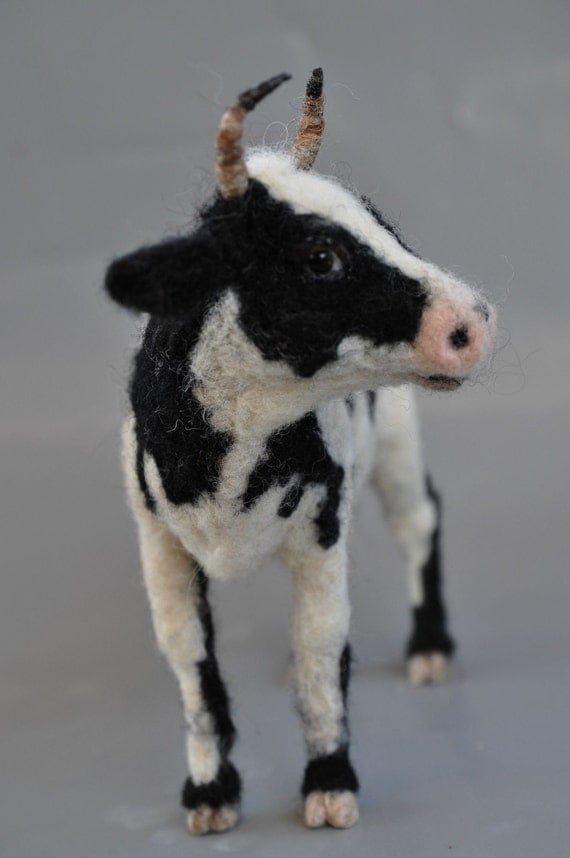 Needle Felted Animal .Cow.Reserved for Eddi by darialvovsky