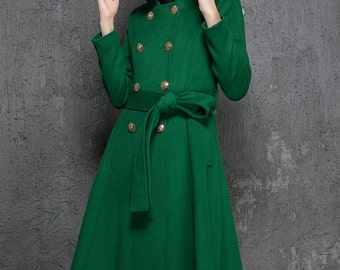double breasted coat,cashmere coat,hooded Coat, wool coat, long jacket,overcoat, winter coat, womens coats,Custom made clothing,gift (1346)