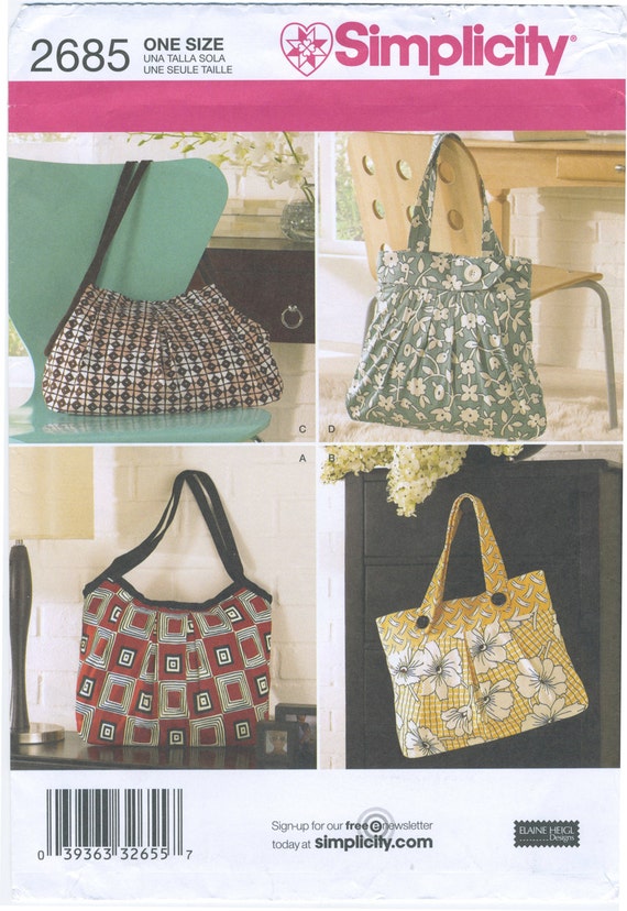 Lined Fabric Bags & Purses Sewing Pattern Simplicity 2685