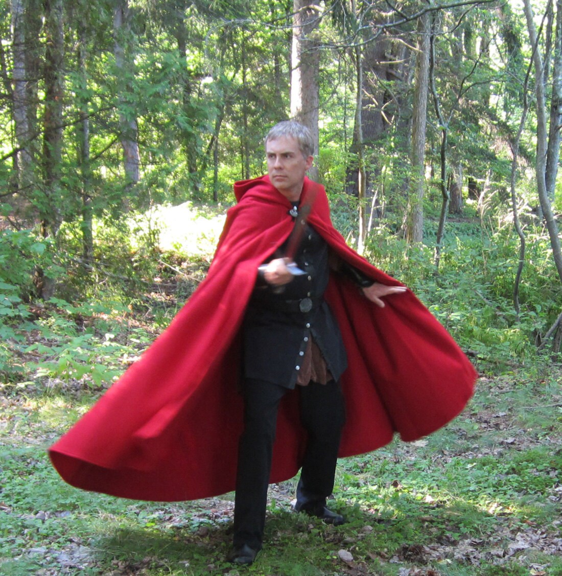 Wool Cloak HalfCircle Cloak Red Cloak Hooded Cloak