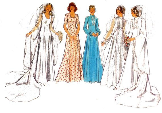  Boho  70s Wedding  Dress  Pattern  Style 1767 Goth Bridal  Gown 