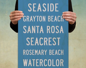 WOOD Beach Sign, Seaside Florida Art, Subway Sign, Coastal Living Decor, Beach Wall Art, Subway Art, Nautical Home Décor, Beach House.