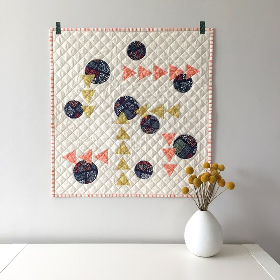 Modern Quilt Wall Hanging Hand Appliqué Quilt Circles