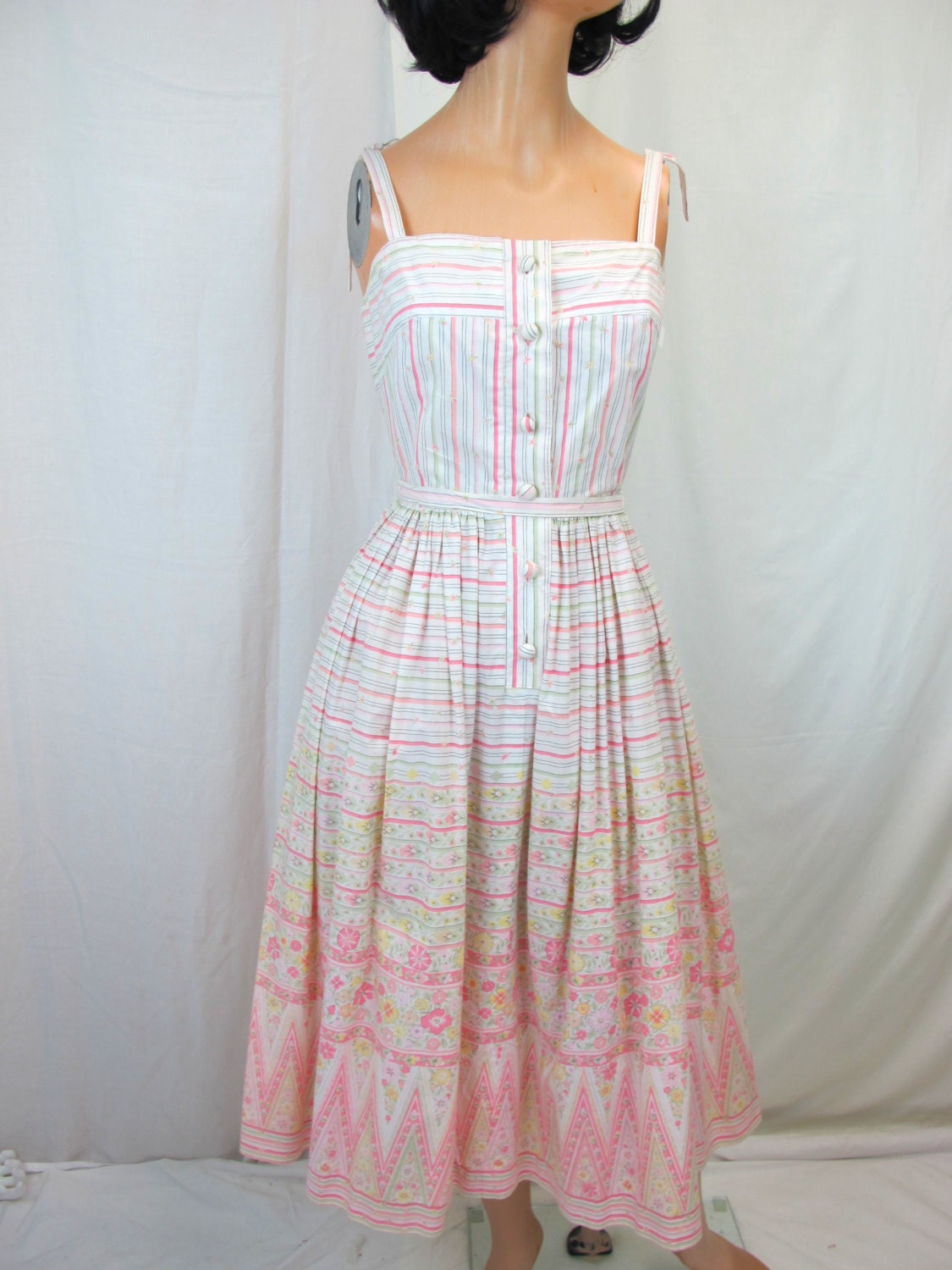 1970s English Cotton Sun Dress