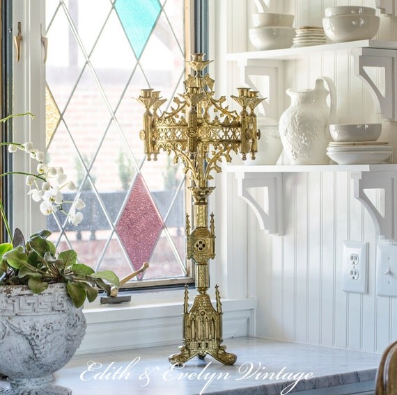 Antique French Altar Corona Candelabra Seven Arm by edithandevelyn