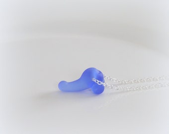 Blue mat glass bead pendant, penis shaped glass lampwork bead One-of-a-kind Sex MATURE organ penis Erotic Jewelry Male gay jewelry