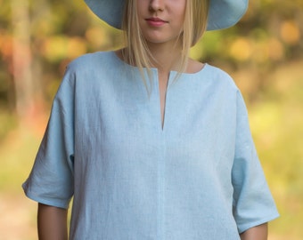 Linen Dress Knee Length/ Linen Tunic 3/4 Length Sleeves / Linen Tank/ Linen Dress Midi