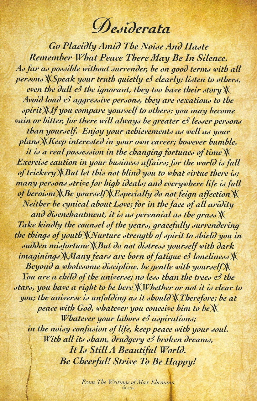 What Is The Message Of Desiderata Poem