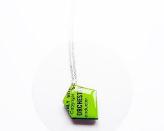 small geometric necklace colorful necklace unique necklace music jewelry recycled necklace vinyl record jewelry simple pendant resin jewelry