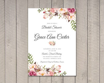 Floral Bridal Shower Invitation DIY (Printable) by Vintage Sweet