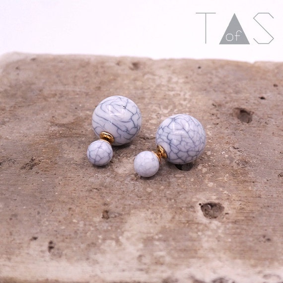 Marble Front and Back Earrings / Marble Earrings / Stud Earrings