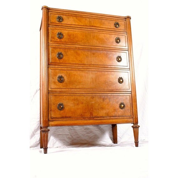 Drexel Highboy Dresser Tall Chest of Drawers Five Drawer