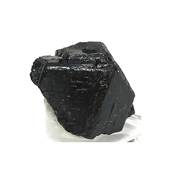 Melanite Black Andradite Crystal Raw Gemstone Stepped Faces Wear