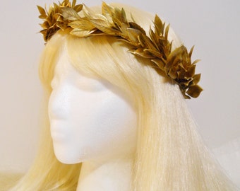 Gold Leaf Crown Laurel Wreath Greek Roman Goddess Golden Headpiece Grecian Athena Toga Leaf Hair Greek God Burning Man Costume Headdress