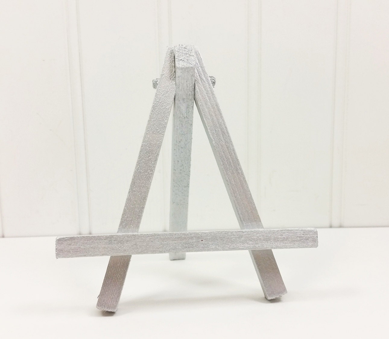 Small Silver Easel Hand Painted Tabletop Mini Wood Easel for