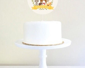Woodland Baby Shower Printable Cake Topper - Unisex Baby Shower - Instant Download - Edit File at home with Adobe Reader