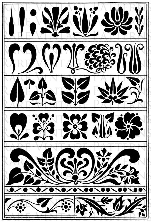 vintage floral stencils 2 x files jpg and png transparent