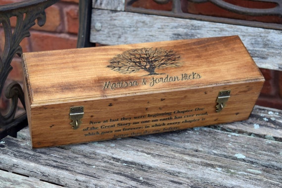 Rustic Wedding Wine Box - Wine Capsule - Wedding Capsule - Rustic Wedding - Shabby Chic Wedding - Lockable Wine Box - Personalized Wine Box by CountryBarnBabe