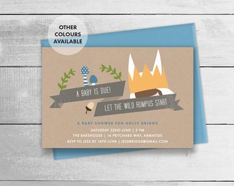 Where The Wild Things Are Baby Shower invitation - printable - Wild Rumpus invite - book themed shower for boy, girl or unisex