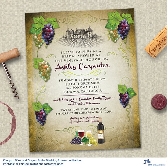 Vineyard Wine and Grapes Bridal Wedding Shower by StarStreamDesign