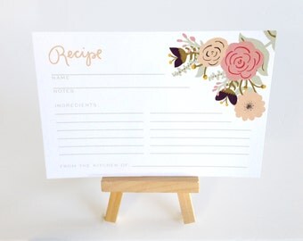 Floral Recipe Cards - Flat Printed