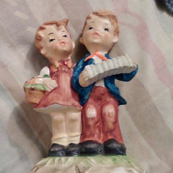 Vintage WindUp Musical Figurine Little boy by CeelostWorld