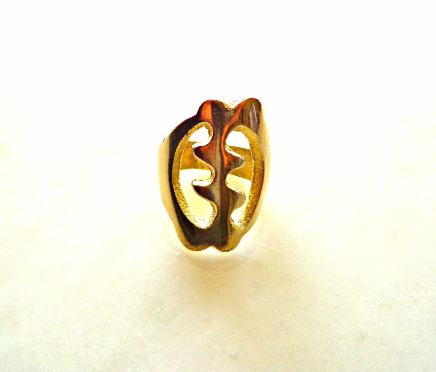 Gold Brass Gye Nyame Adinkra Symbol Ring African Jewelry