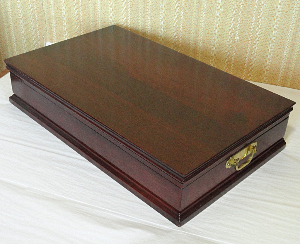 Vintage Oneida COMMUNITY Wood Silverware Flatware Storage Box Chest With Side Handles in