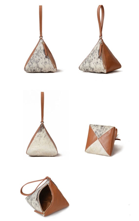Items similar to Leather Purse Handmade -Pyramid Shaped Nordic Leather ...