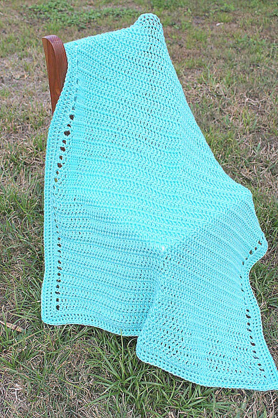 Crochet Receiving Blanket Robins Egg Blue by AllFOURLoveCrochet