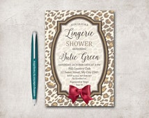 Bridal shower invitations leopard print