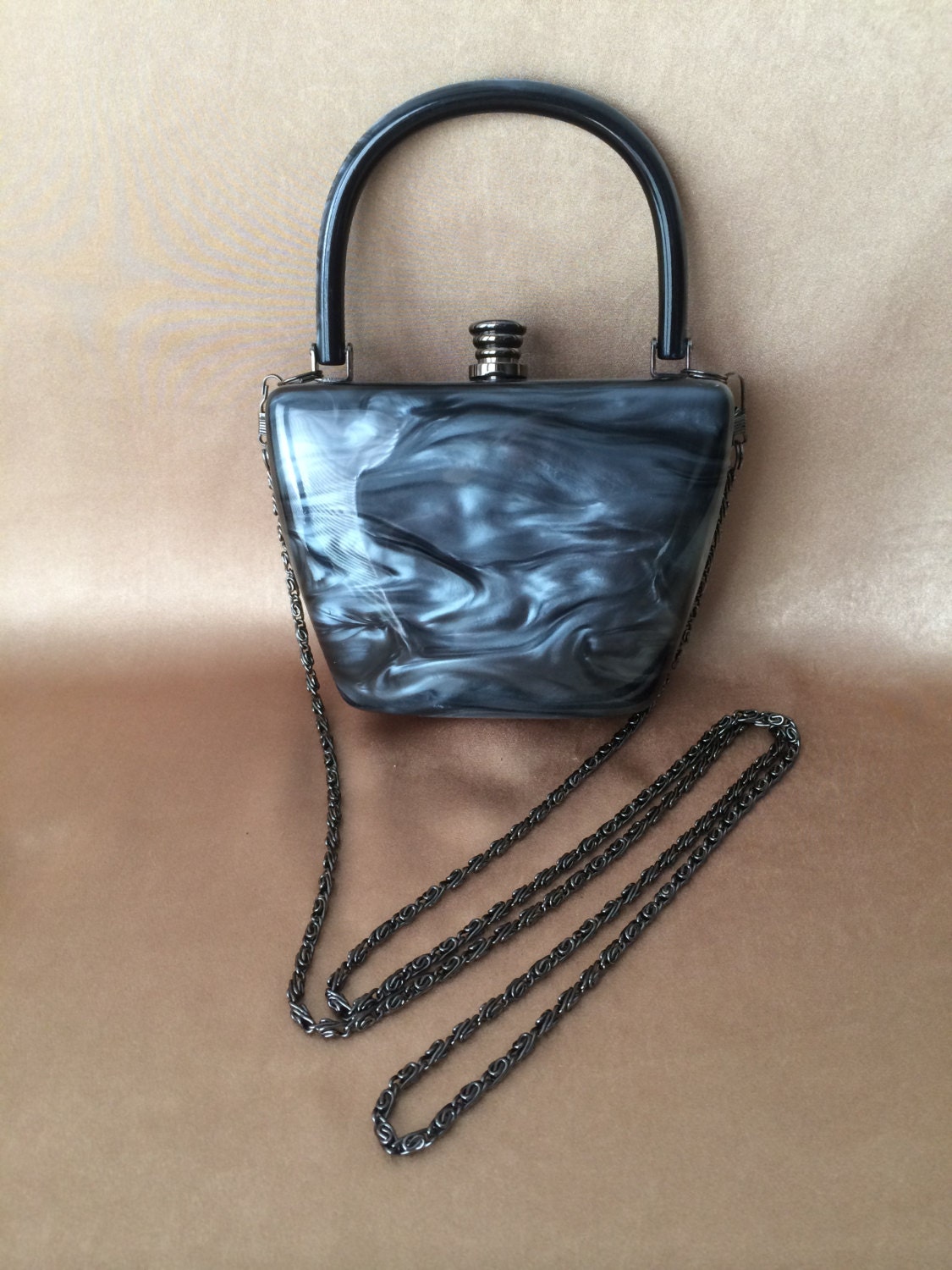 Carlo Fellini Purse Hard Sided Handbag Vintage Fashion