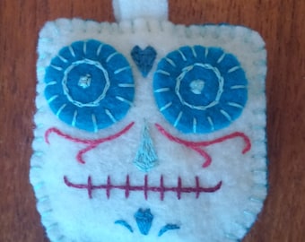 Items similar to Day of the Dead Embroidered Sacred Skull Fabric