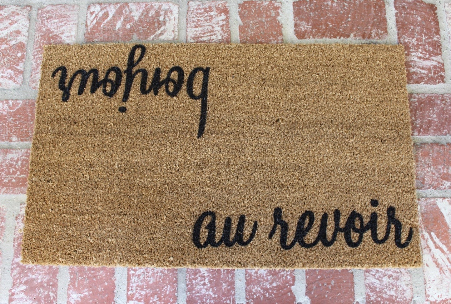 NEW Bonjour/ Au Revoir doormat 18x30 outdoor mat